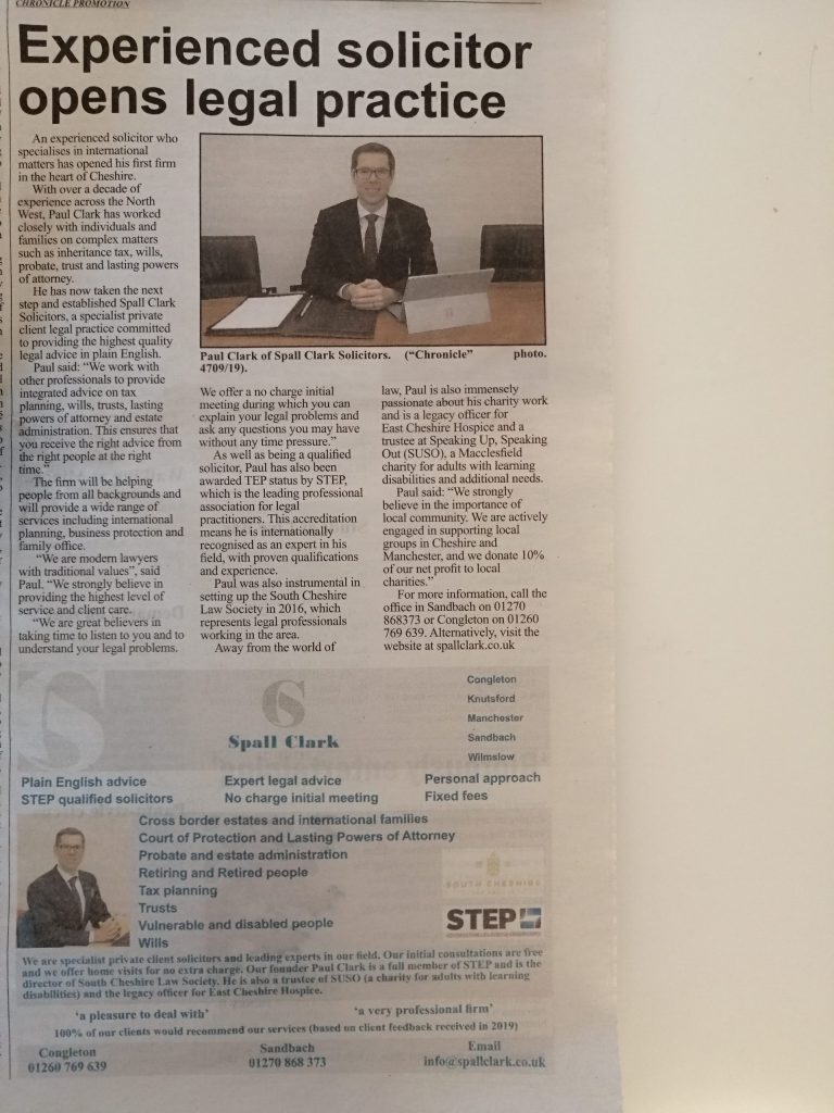 Congleton Chronicle article - November 2019 2