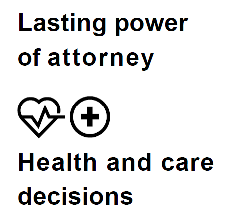Picture of text 'Lasting Power of Attorney Health and Care Decisions'