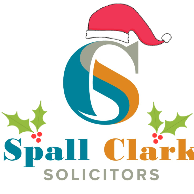 Spall Clark logo with Santa hat and holly leaves