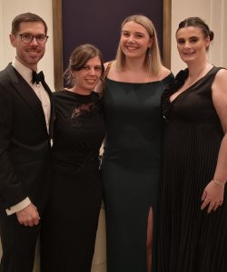 Spall Clark team in black tie. Paul Clark, Becky Spall., Natasha Yelland, Melissa Howman.