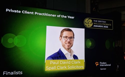 Screen showing a picture of Paul Clark alongside the words Private Client Practitioner of the Year