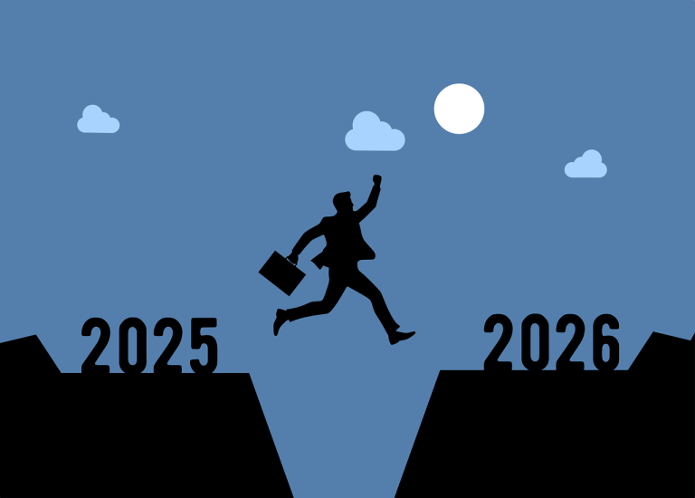 A person leaping from 2025 to 2026.