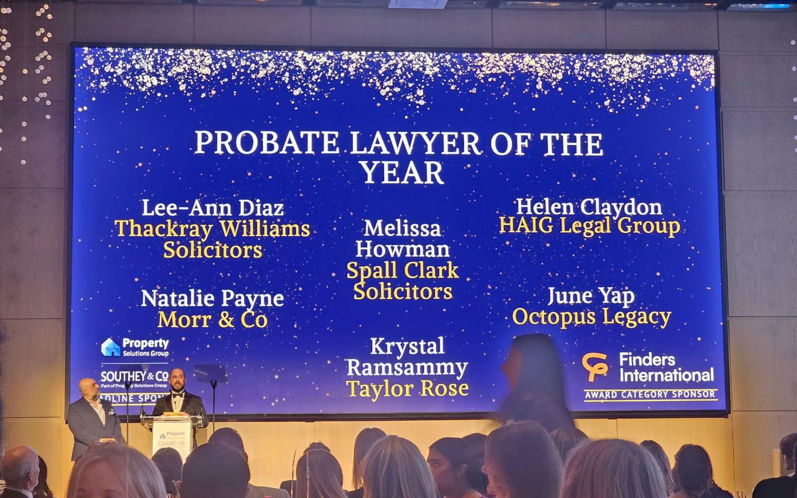 List of nominees for Probate Lawyer of the Year at the Probate Industry Awards