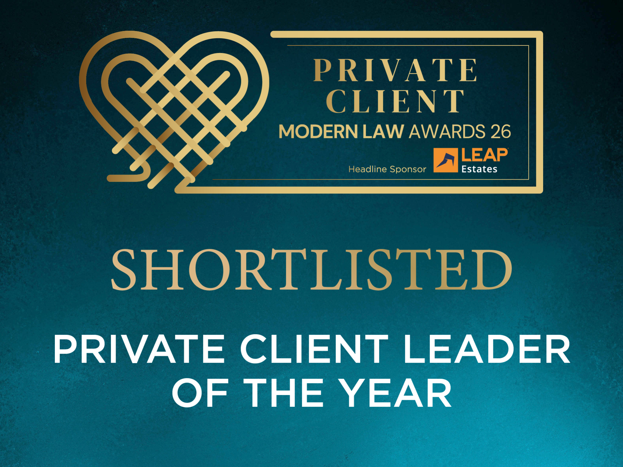 Paul Clark shortlisted for Private Client Leader of the Year at the Modern Law Awards 2026.