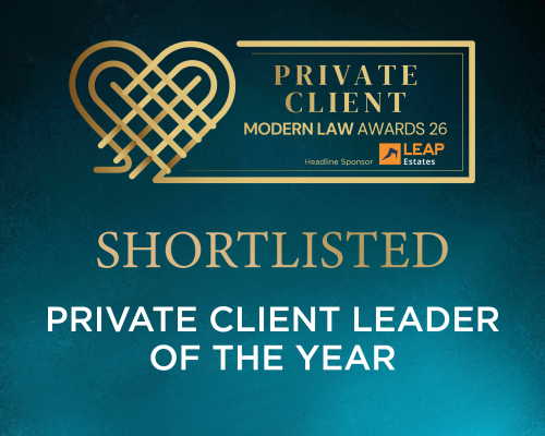 Paul Clark shortlisted for Private Client Leader of the Year at the Modern Law Awards 2026.