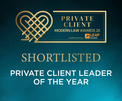 Paul Clark shortlisted for Private Client Leader of the Year at the Modern Law Awards 2026.