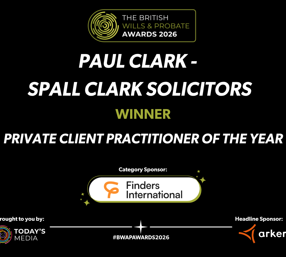 British Wills and Probate 2026 - winners logo - Paul Clark - Spall Clark Solicitors - Private Client Practitioner of the Year